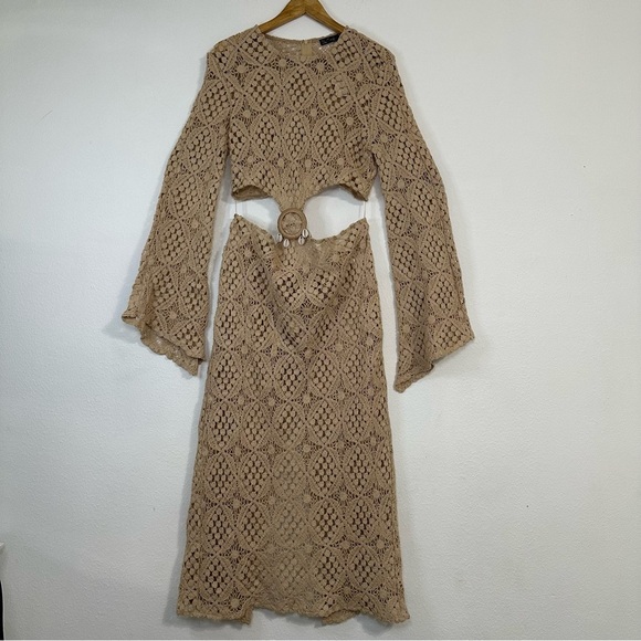 NWT Anthropologie BLITHE Crochet Cottogecore With Dramatic Trumpet Sleeve - Picture 15 of 16